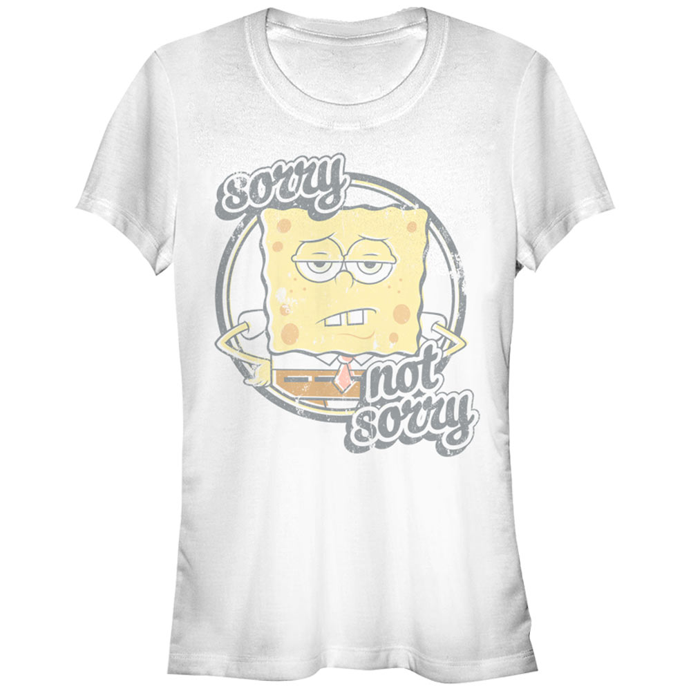 SpongeBob Squarepants Women's White Sorry Not Sorry T-Shirt SpongeBob Squarepants Women's White Sorry Not Sorry T-Shirt