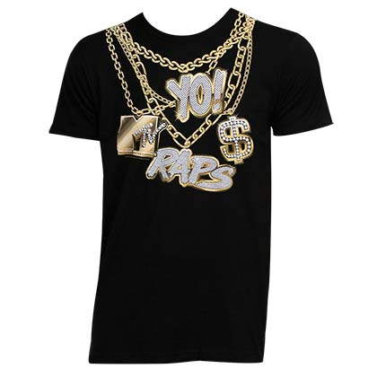 YO! MTV Raps Gold Chain Black Tee Shirt