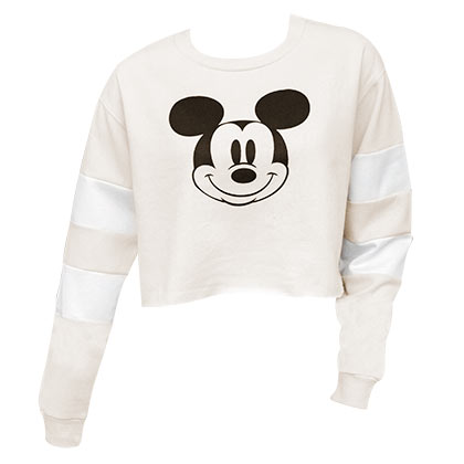 Mickey Mouse Cropped Hockey Off White Women's Sweatshirt