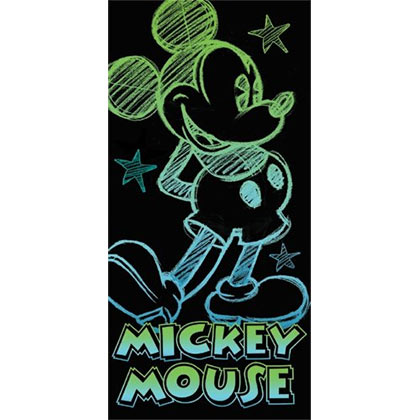 Disney Mickey Mouse Glowing Logo 28x58 Black Beach Towel