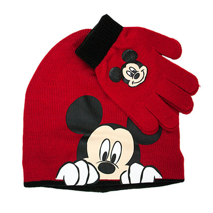 Mickey Mouse Red Hat And Glove Set