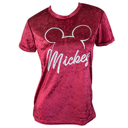Mickey Mouse Red Velour Ladies Tee Shirt