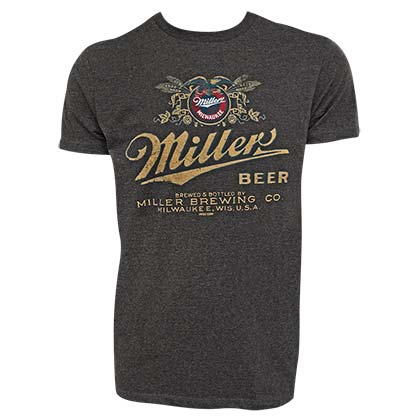 Miller Beer Faded Logo Heather Charcoal Men's TShirt