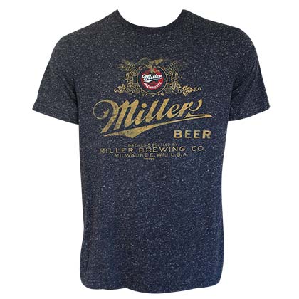 Miller Heather Blue Distressed Logo Tee Shirt