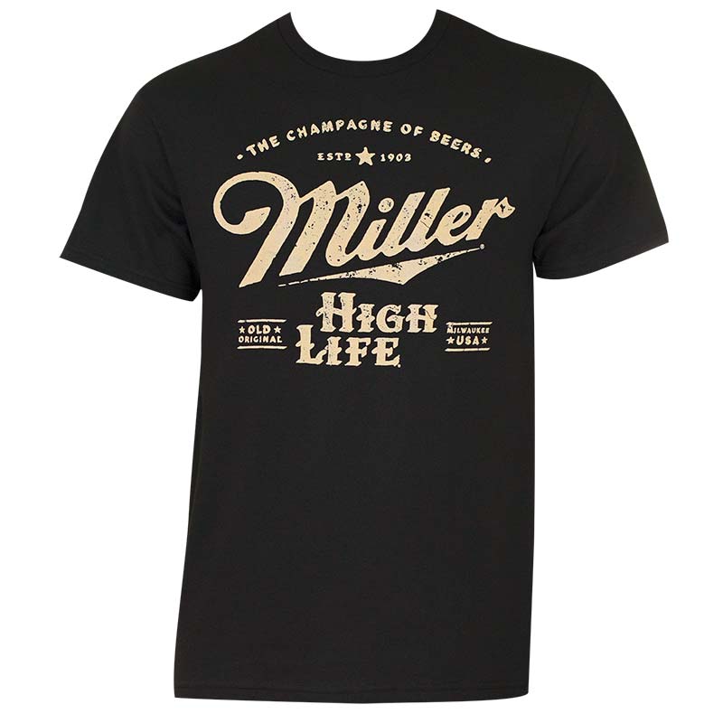 Miller High Life Men's Black Beer Logo T-Shirt