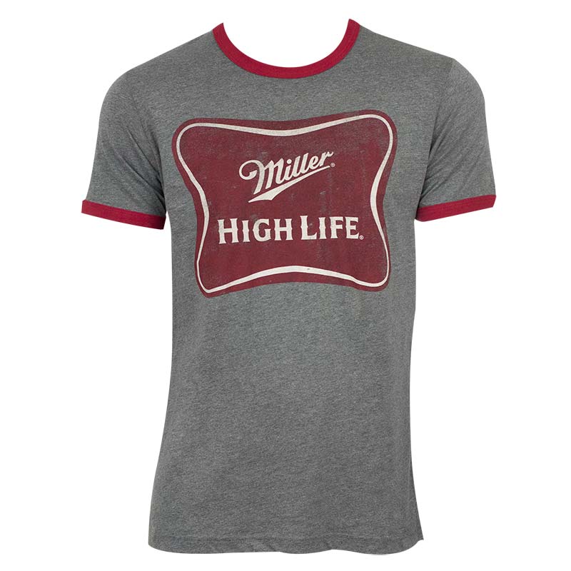 Miller High Life Men's Grey Ringer T-Shirt