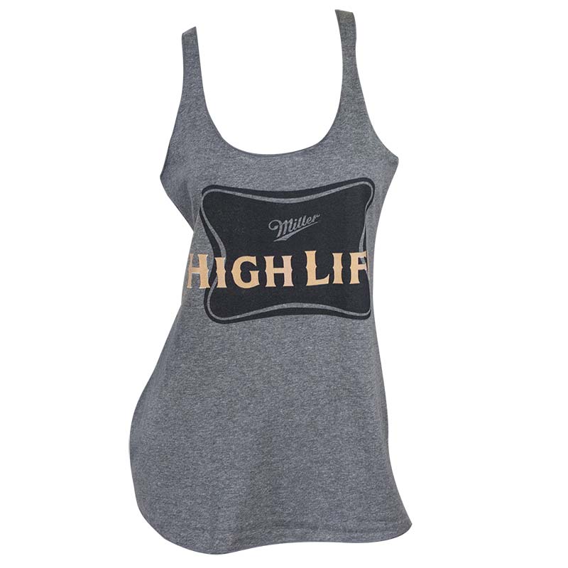 Miller High Life Women's Dark Grey Racerback Tank Top Miller High Life Women's Dark Grey Racerback Tank Top