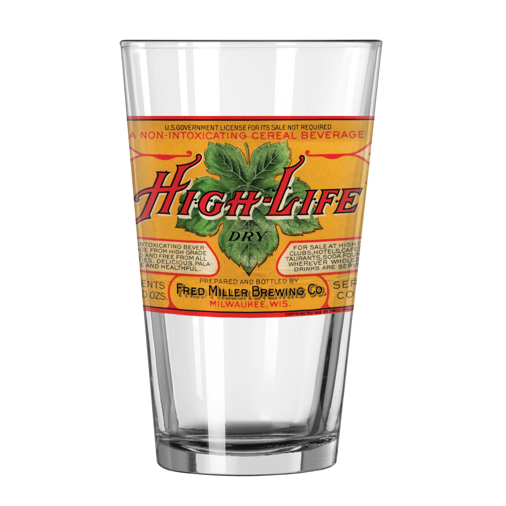 Miller High Life Retro Orange Label Pint Glass Miller High Life Retro Orange Label Pint Glass