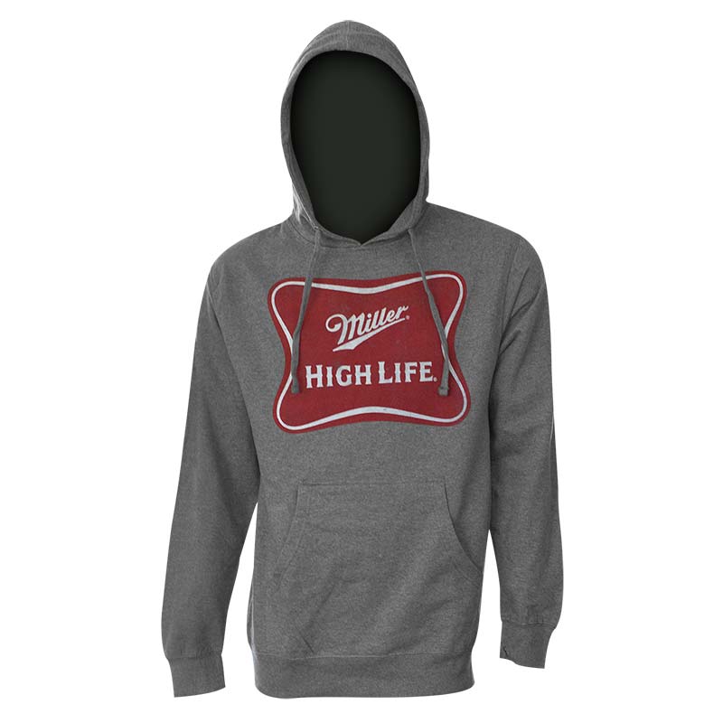 Miller High Life Classic Logo Heather Grey Hoodie Miller High Life Classic Logo Heather Grey Hoodie
