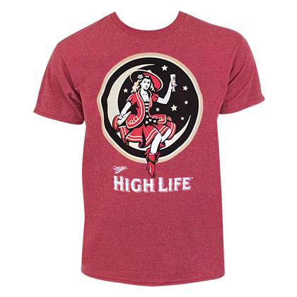 Miller High Life Girl In The Moon Men's Red T-Shirt