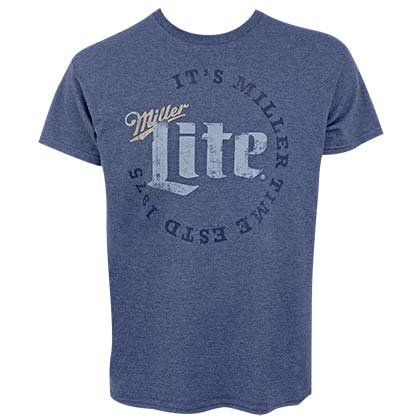 Miller Lite Time 1975 Circle Logo Men's Heather Blue T-Shirt