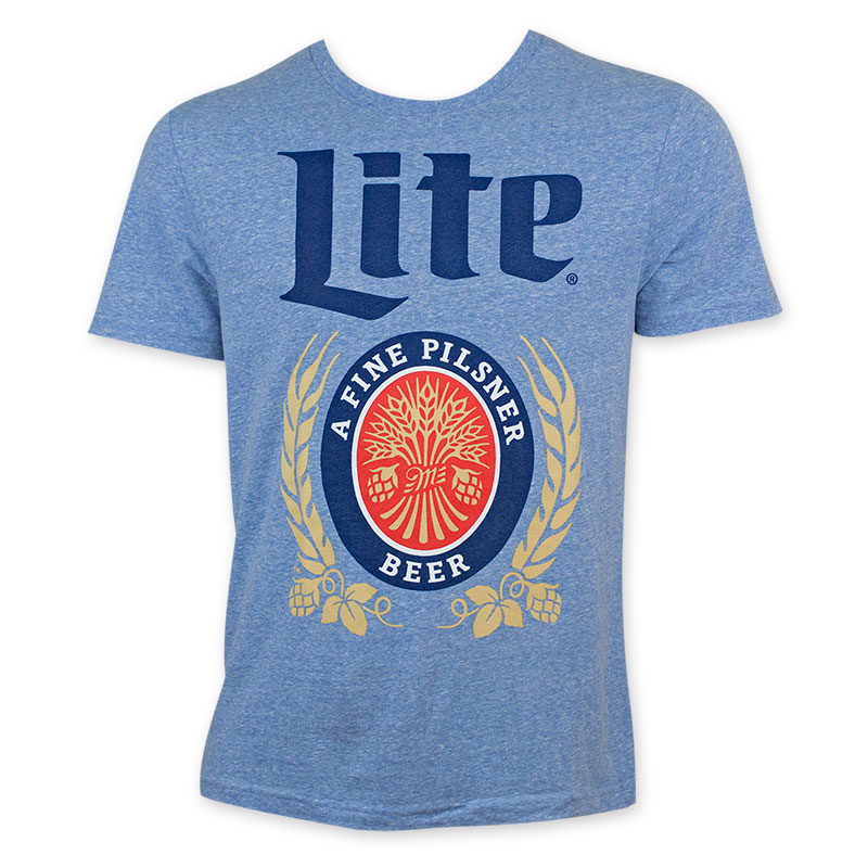 Miller Lite Men's Heather Blue Classic Logo T-Shirt