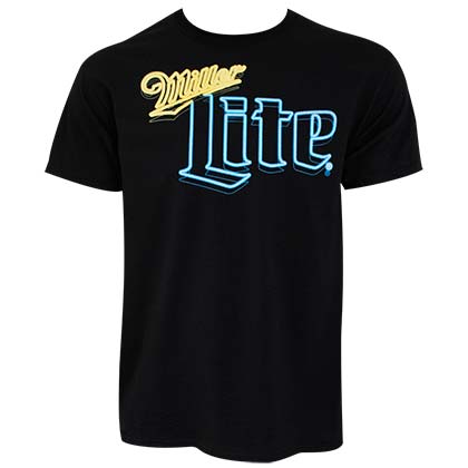 Miller Lite Neon Sign Men's Black TShirt
