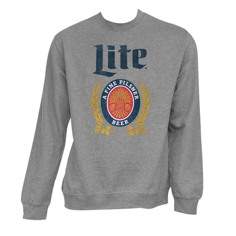 Miller Lite Men's Grey Crewneck Sweatshirt Miller Lite Men's Grey Crewneck Sweatshirt