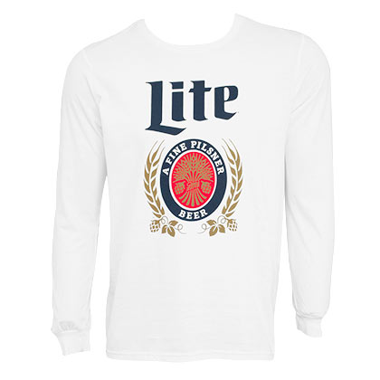 Miller Lite Logo Long Sleeve Men's White TShirt
