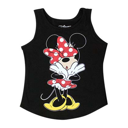 Disney Minnie Mouse Open Back Youth Girls 7-16 Black Tank Top