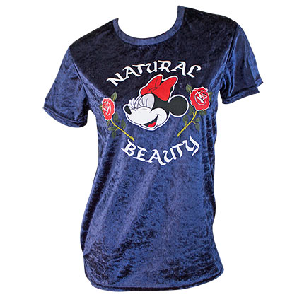 Minnie Mouse Blue Velour Natural Beauty Ladies Tee Shirt