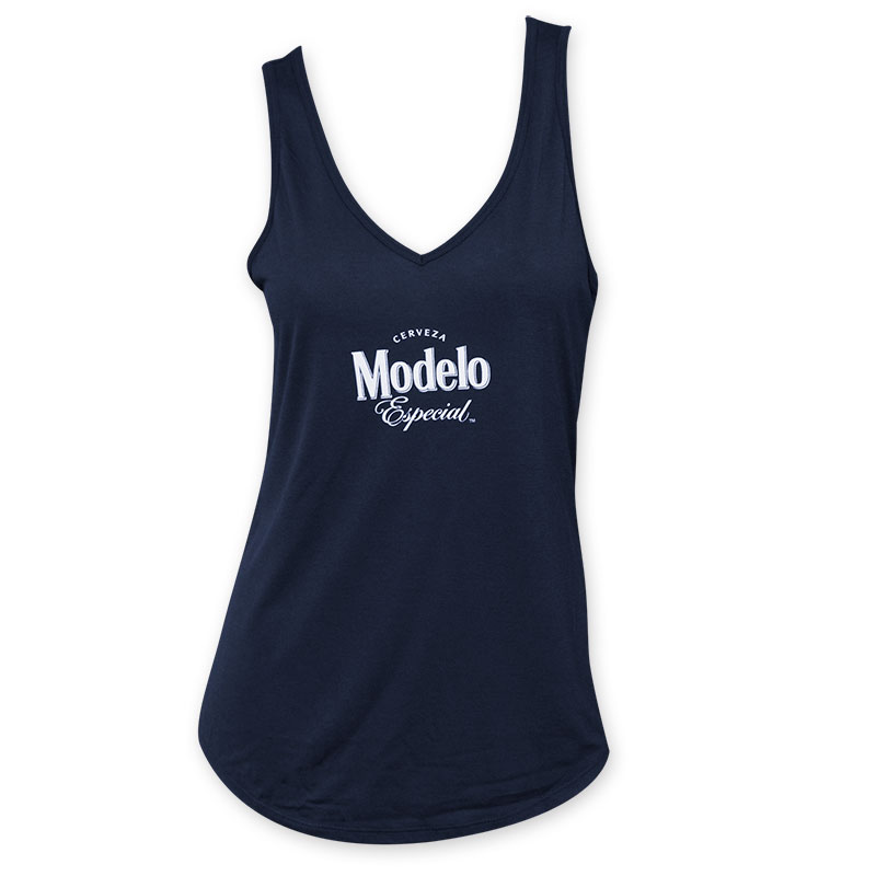 Modelo Women's Navy Blue Flowy VNeck Tank Top