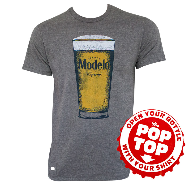 Modelo Pint Glass Pop Top Grey T-Shirt Modelo Pint Glass Pop Top Grey T-Shirt