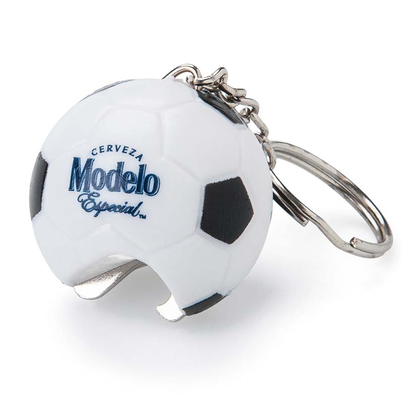 Modelo Beer Soccer Ball Bottle Opener Keychain