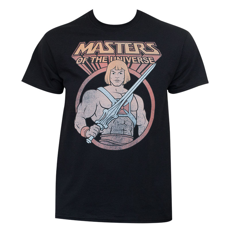 He-Man Masters Of The Universe Men's Vintage Black T-Shirt He-Man Masters Of The Universe Men's Vintage Black T-Shirt