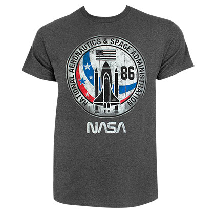 NASA Men's Grey Distressed Logo Tee Shirt