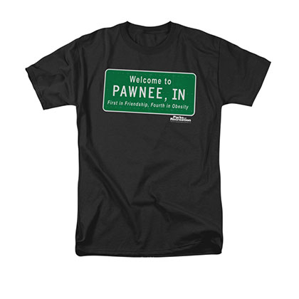 Parks &amp; Recreation Welcome To Pawnee Sign Black T-Shirt