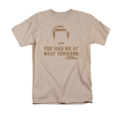 Parks &amp; Recreation Men's Beige Meat Tornado Tee Shirt