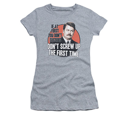 Parks &amp; Recreation Juniors Gray If At First Your Don't Succeed Tee Shirt