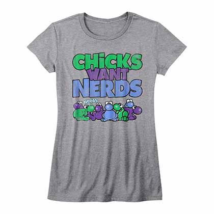 Nestle Chicks Want Nerds Womens Gray T-Shirt