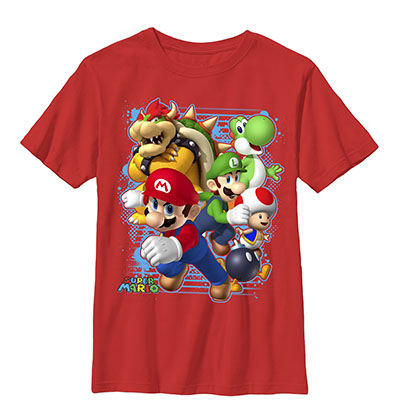 Nintendo Mario Blast Out Red Youth Boys 8-20 T-Shirt