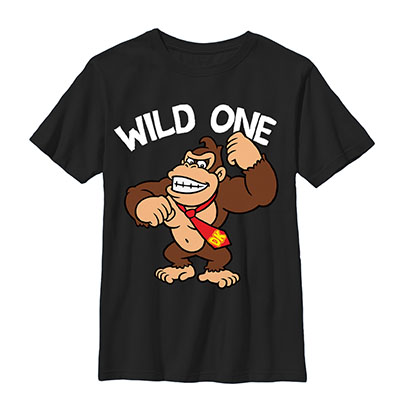 Nintendo Donkey Kong Wild One Black Youth Boys 8-20 T-Shirt