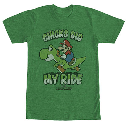 Nintendo Mario Chicks Dig My Ride Green T-Shirt