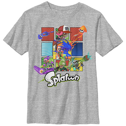 Nintendo Splat Squares Gray Unisex Youth T-Shirt