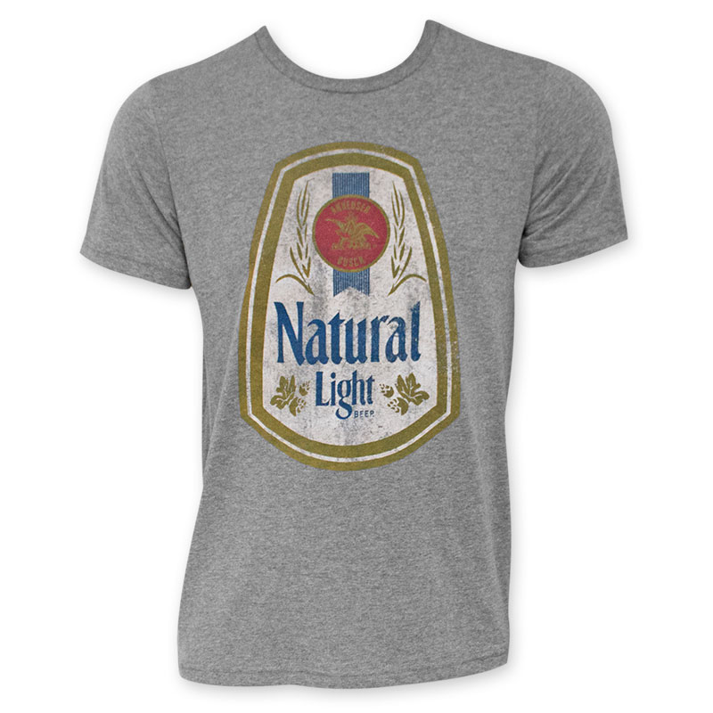 Natural Light Men's Grey Full Color Label T-shirt