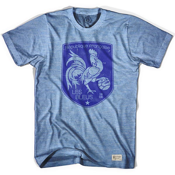 Download Blue France Rooster Shield Soccer Tee Shirt