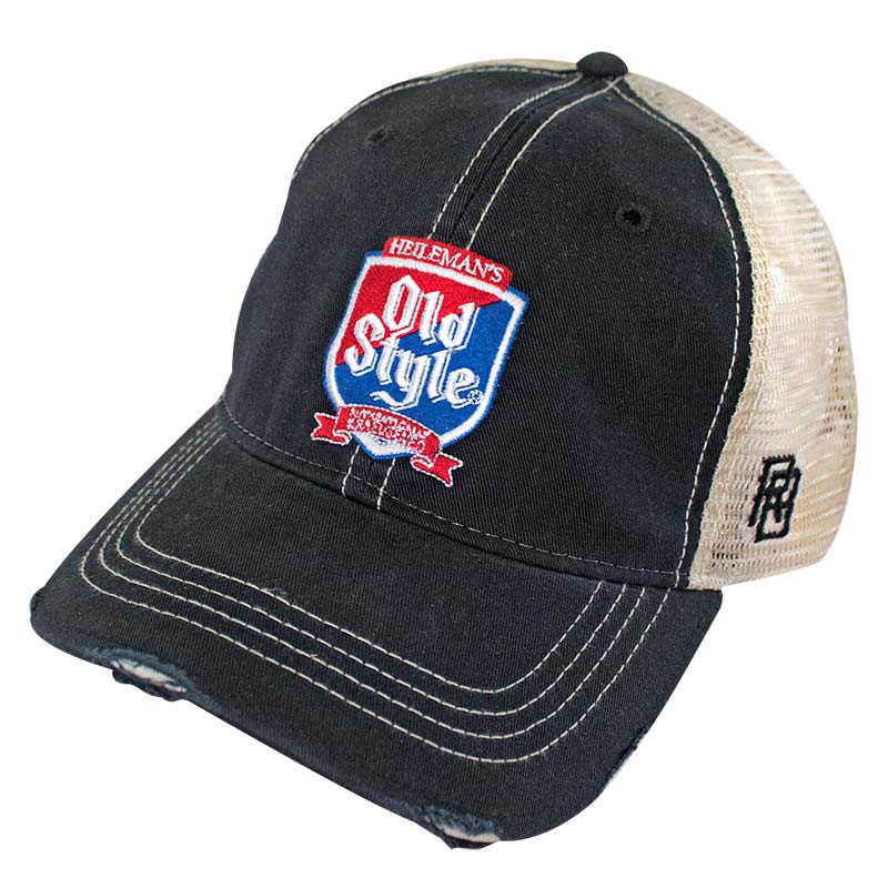 Old Style Shield Retro Brand Navy Men's Trucker Hat