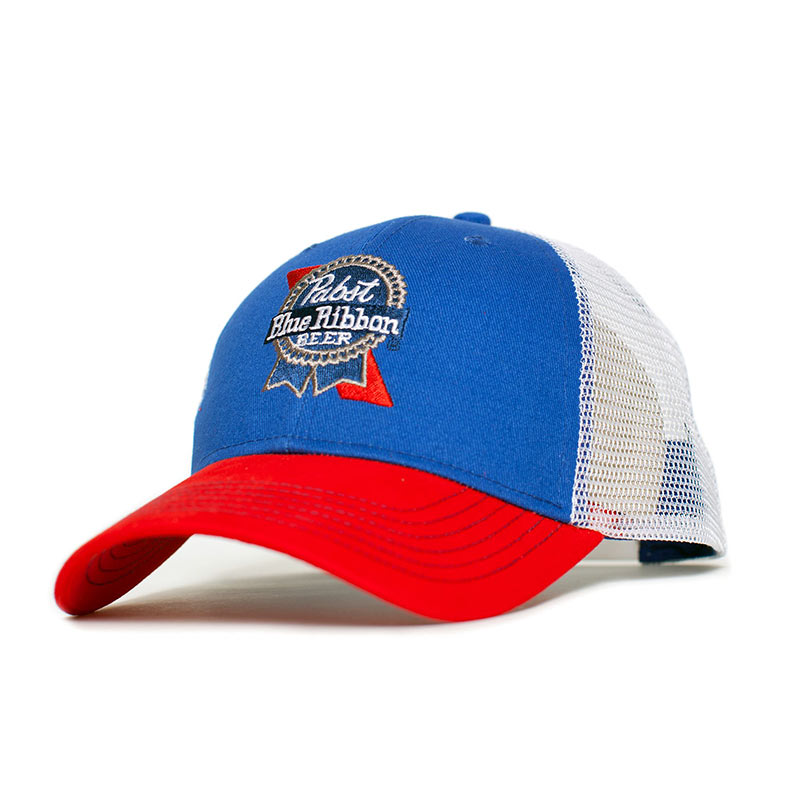 Pabst Blue Ribbon Embroidered Mesh Trucker Hat Pabst Blue Ribbon Embroidered Mesh Trucker Hat