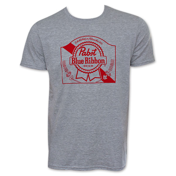 PBR Grey Ribbon Logo Beer Tee Shirt PBR Grey Ribbon Logo Beer Tee Shirt