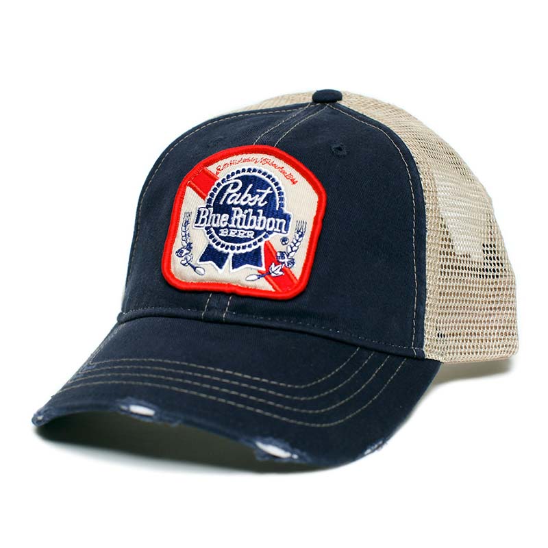 Pabst Blue Ribbon Patch Logo Trucker Hat Pabst Blue Ribbon Patch Logo Trucker Hat
