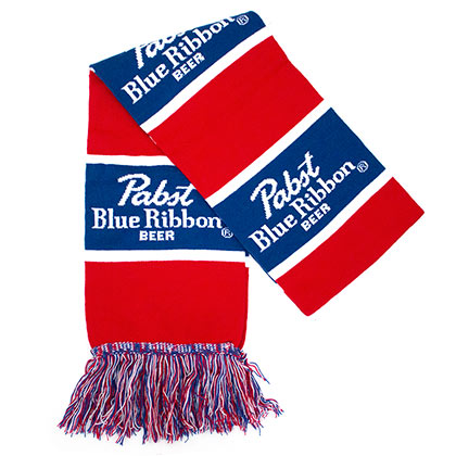 Pabst Blue Ribbon Blue And Red Striped Scarf
