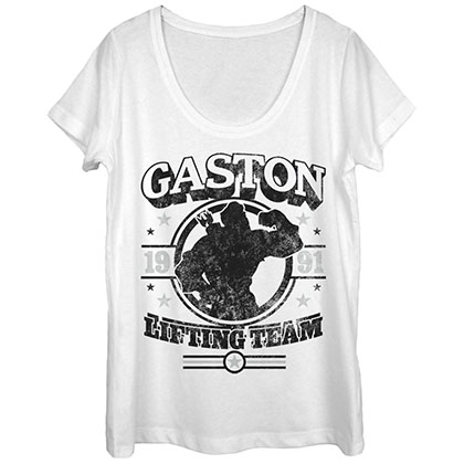 Disney Beauty And The Beast Gaston Gym White Juniors T-Shirt
