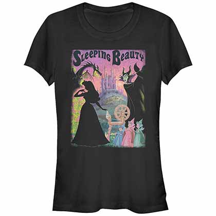 Disney Princesses Sleeping Beauty Poster Black Juniors T-Shirt