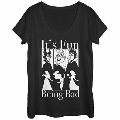 Disney Princesses Bad Fun Black Juniors T-Shirt