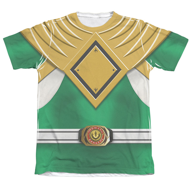 Power Rangers Green Ranger Front and Back Print Costume Tee Power Rangers Green Ranger Front and Back Print Costume Tee