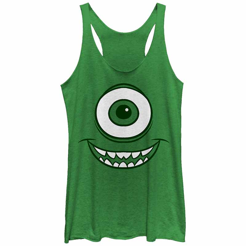 Disney Pixar Monsters Inc Mike Face Green Juniors Tank Top Disney Pixar Monsters Inc Mike Face Green Juniors Tank Top