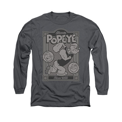 Popeye Classic Gray Long Sleeve T-Shirt