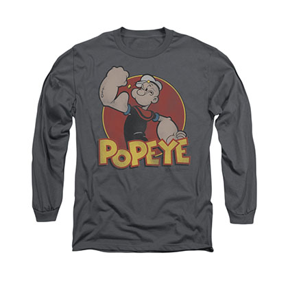Popeye Retro Ring Gray Long Sleeve T-Shirt