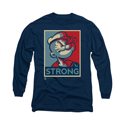 Popeye Strong Poster Blue Long Sleeve T-Shirt