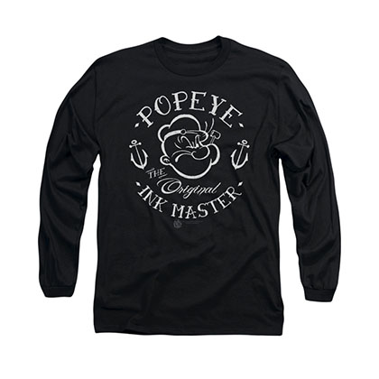 Popeye Ink Master Black Long Sleeve T-Shirt